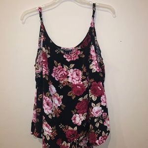 Torrid Plus Size 2X Ava Stretch Challis Black and Pink Floral Cami